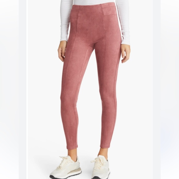 SPANX Pants - Spanx Rich Rose Pink Faux Suede Leggings size medium
